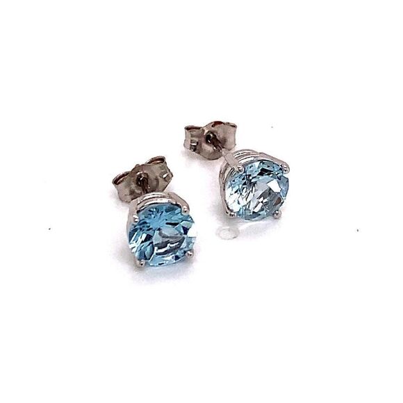 Natural Aquamarine Stud Earrings 14k White Gold 1.3 CTW Certified $950 113470 - Picture 5 of 13